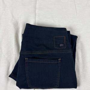 Jag Jeans Womens Pull On Band Waist Dark Wash Straight Leg Jeans